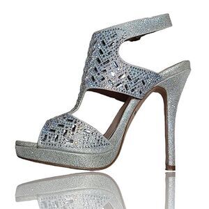De Blossom Collection Embellished Rhinestone Bling Sparkle Slingback Heels